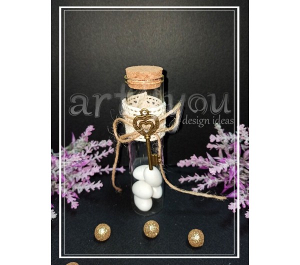  Μπομπονιέρα γάμου γυάλινος σωλήνας Κλειδί